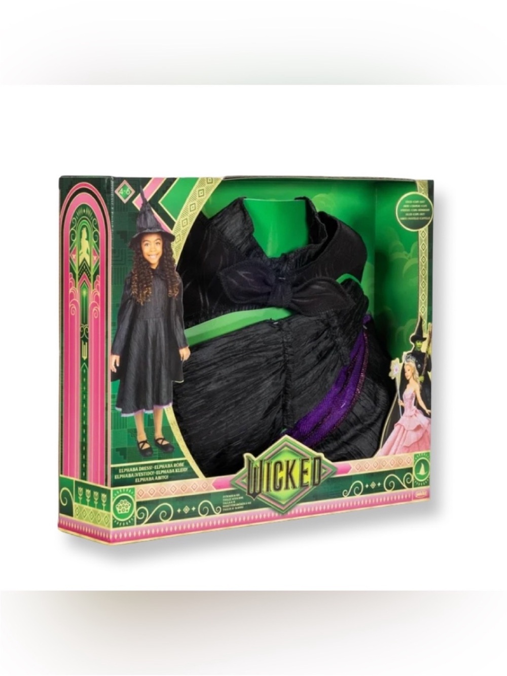 Universals Wicked Deluxed Girls Witch Costume Cape with Bow - Black & Purple